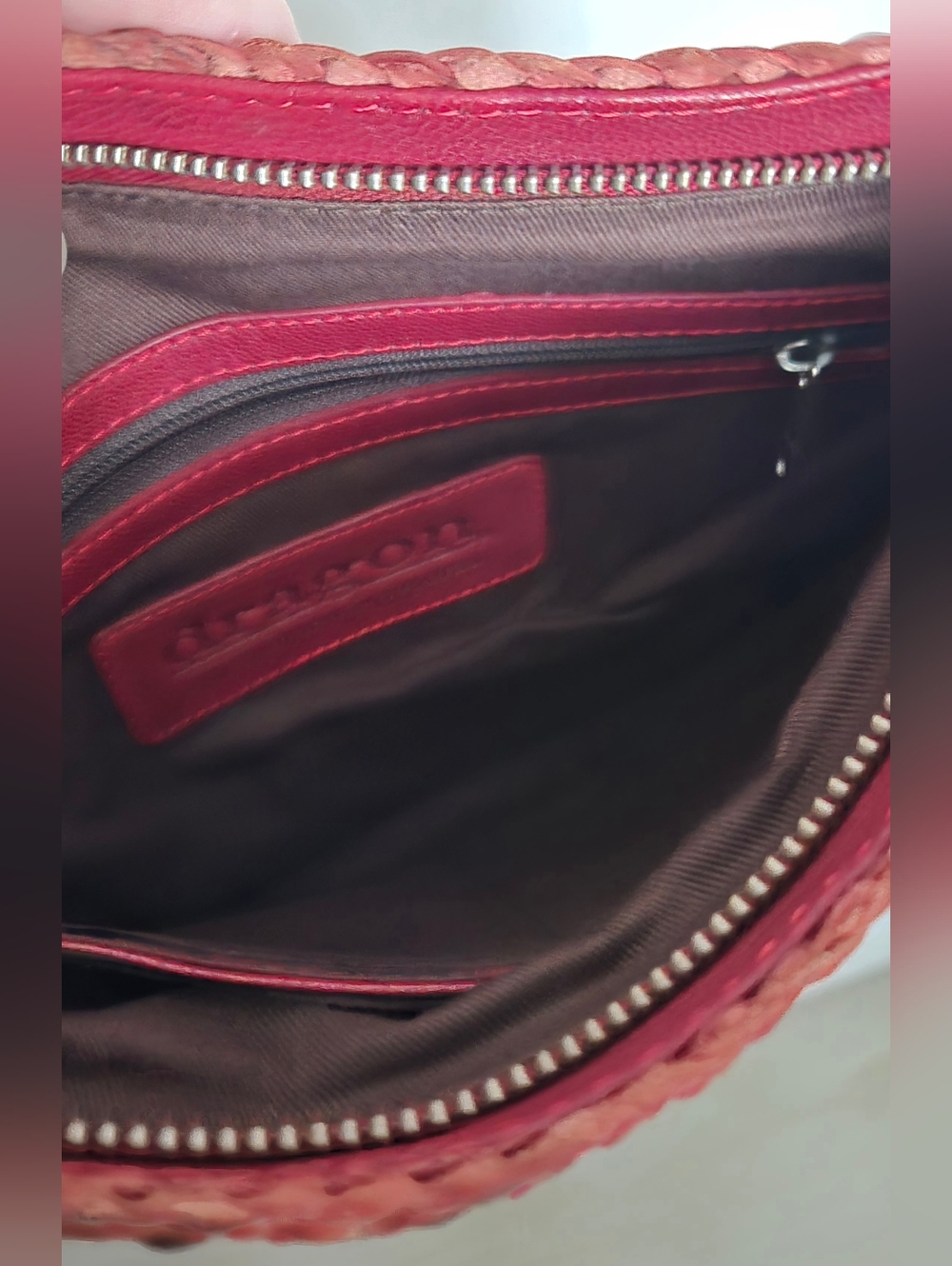 Red Leather Woven Clutch Bag - Picture 6 of 7
